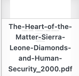 The Heart of the Matter Sierra Leone, Diamonds and Human Security_2000